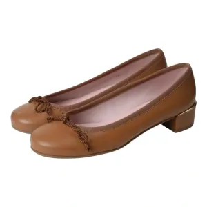 45553 - Tan Soft Leather Heel for Teen/Women by Pretty Ballerinas