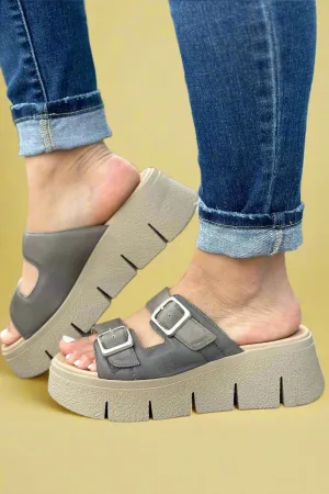Astrid Leather Wedge Sandal - Putty