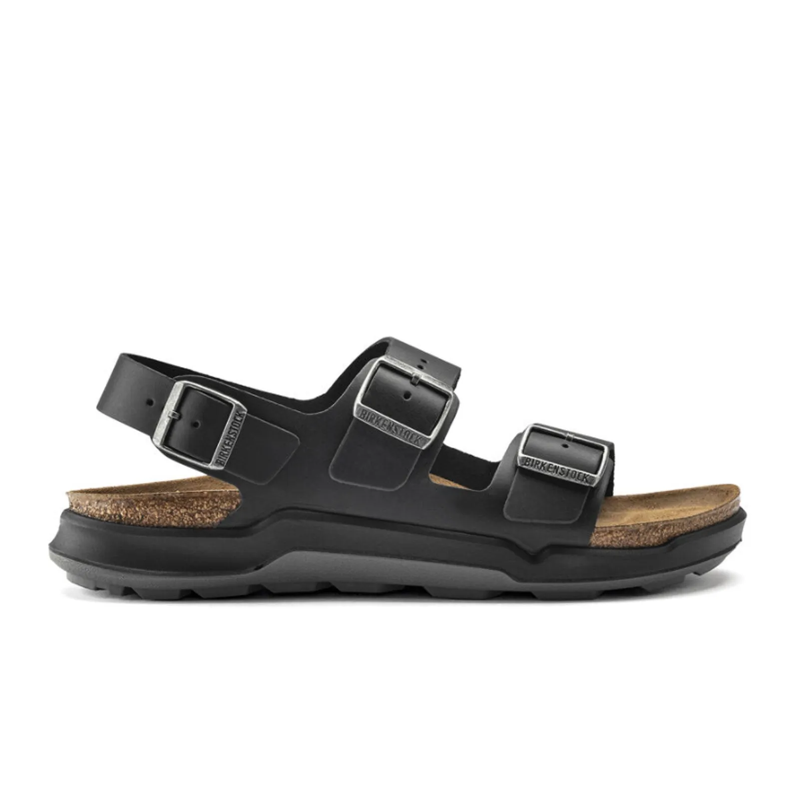 Birkenstock Milano Rugged Backstrap Sandal (Men) - Black Oiled Leather