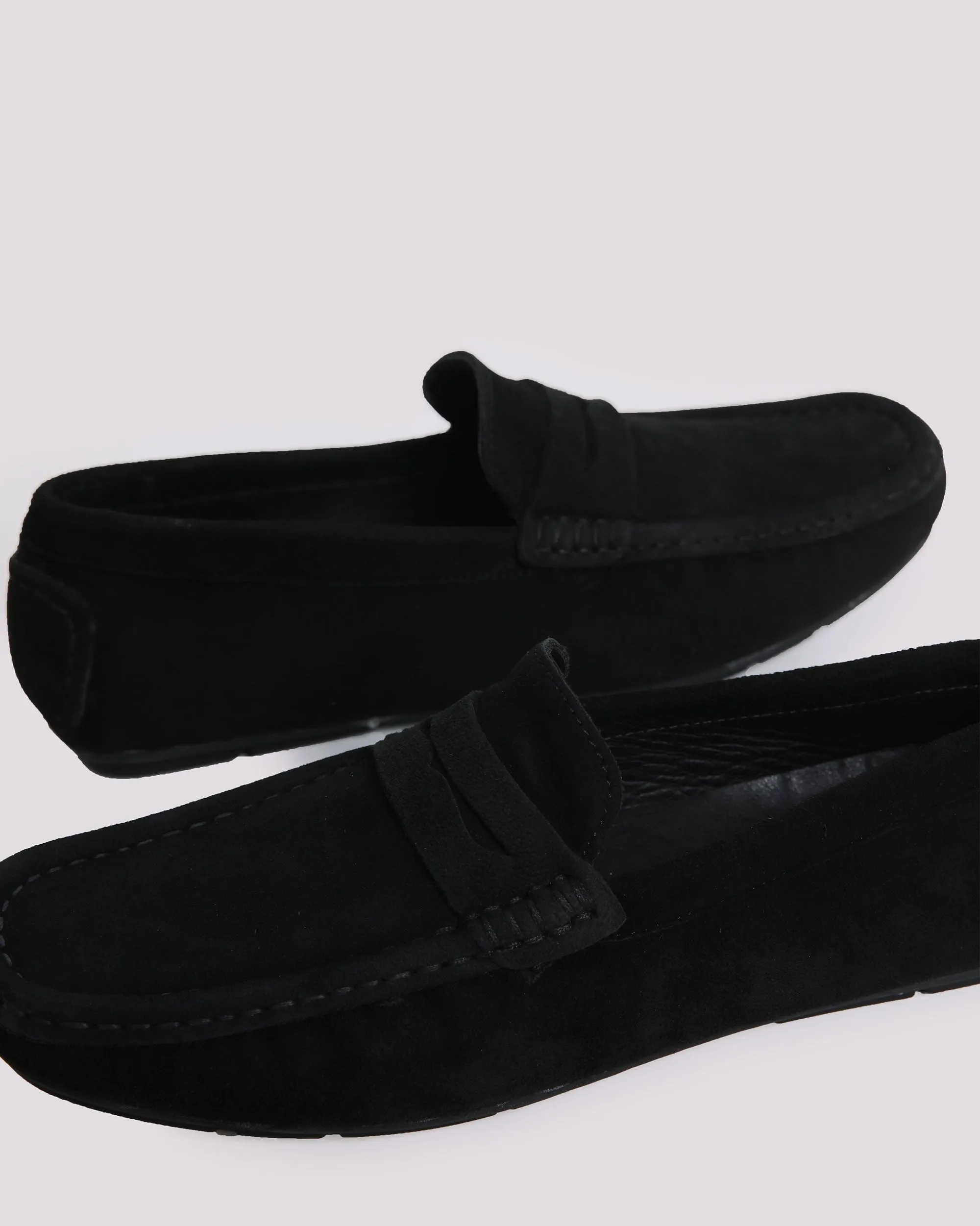 BLACK SUEDE LEATHER MOCCASIN