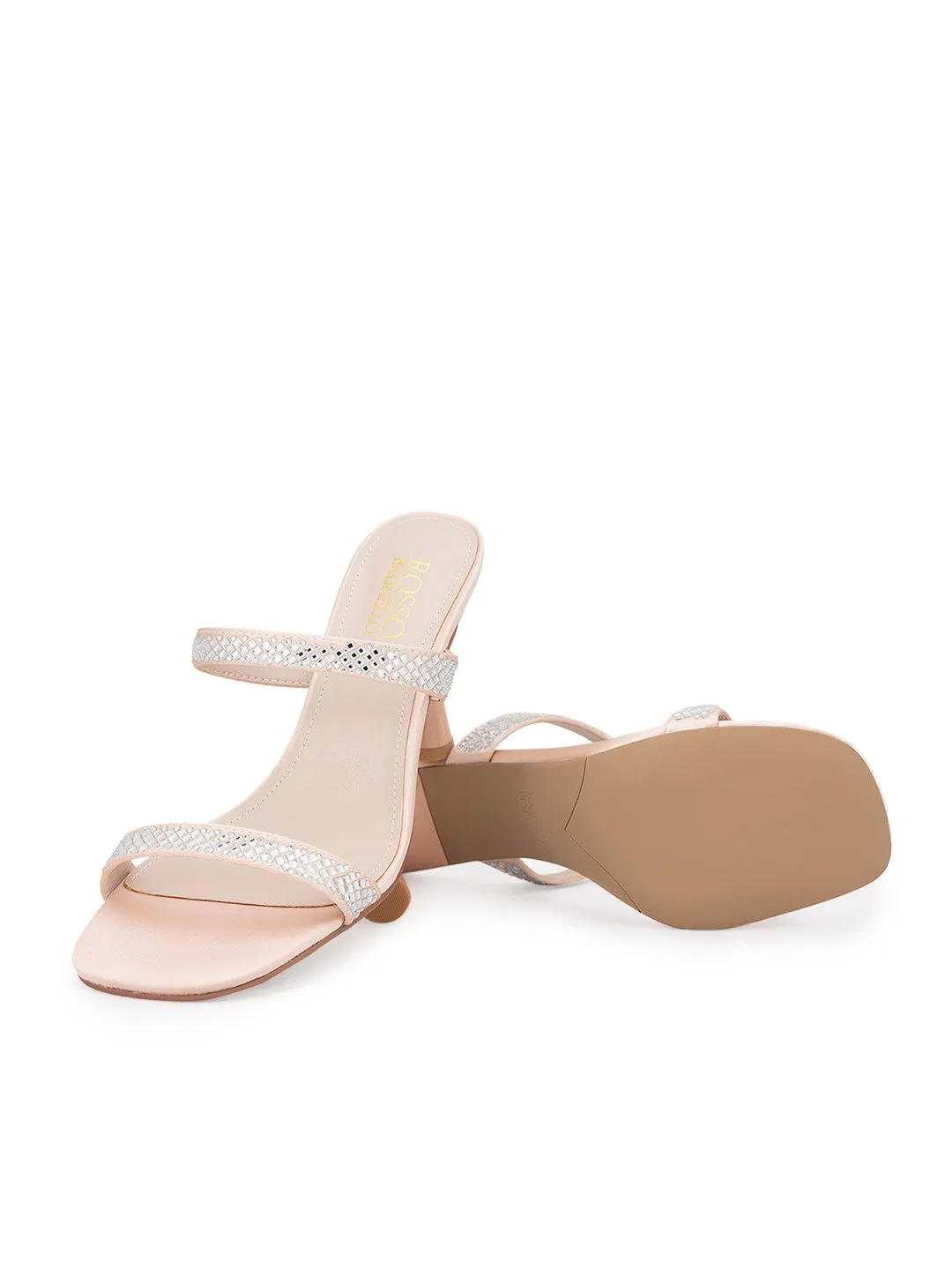 Champagne Strap Embellished Heels