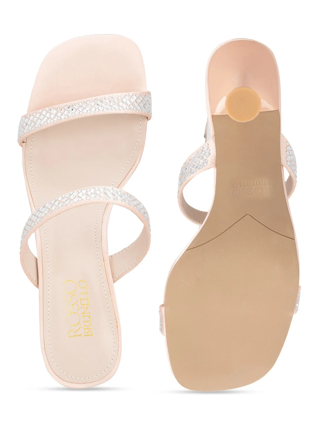 Champagne Strap Embellished Heels