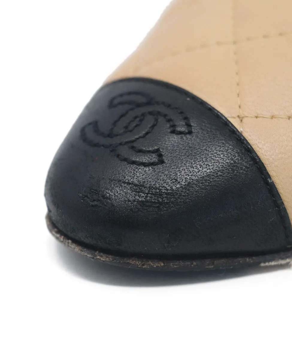 Chanel Beige & Quilted Leather Slingbacks sz 8