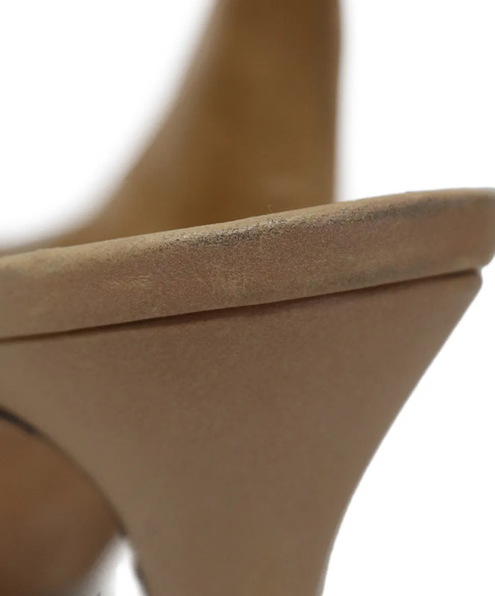 Chanel Beige & Quilted Leather Slingbacks sz 8