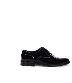 Dark blue patent leather oxford shoes