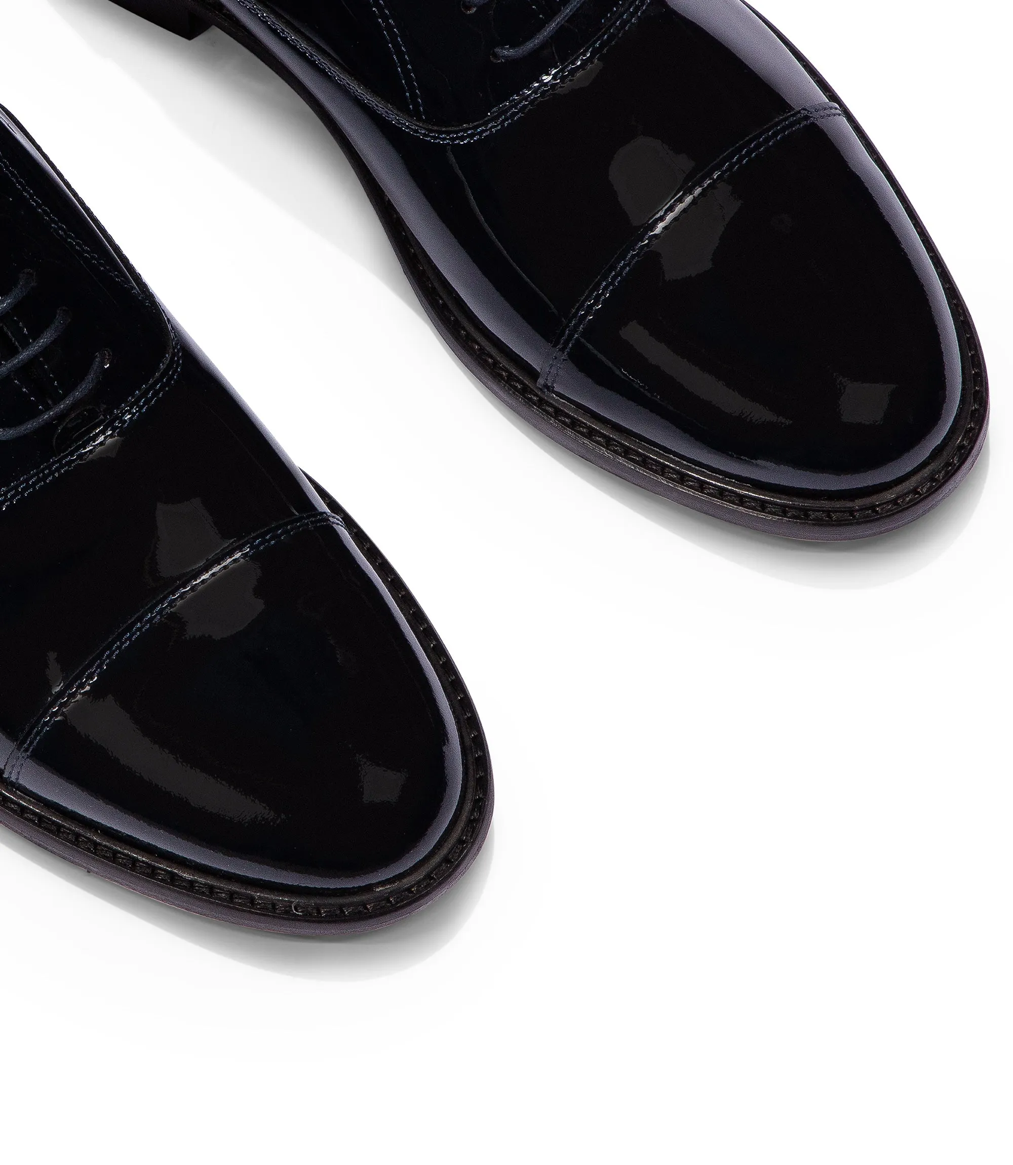 Dark blue patent leather oxford shoes