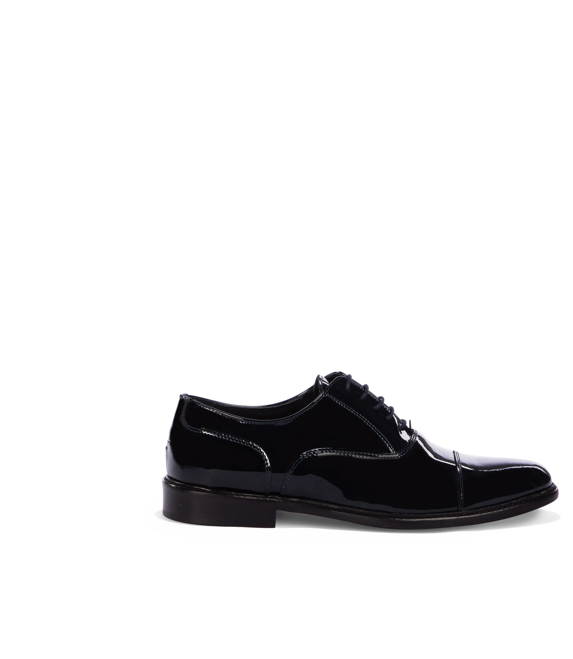 Dark blue patent leather oxford shoes