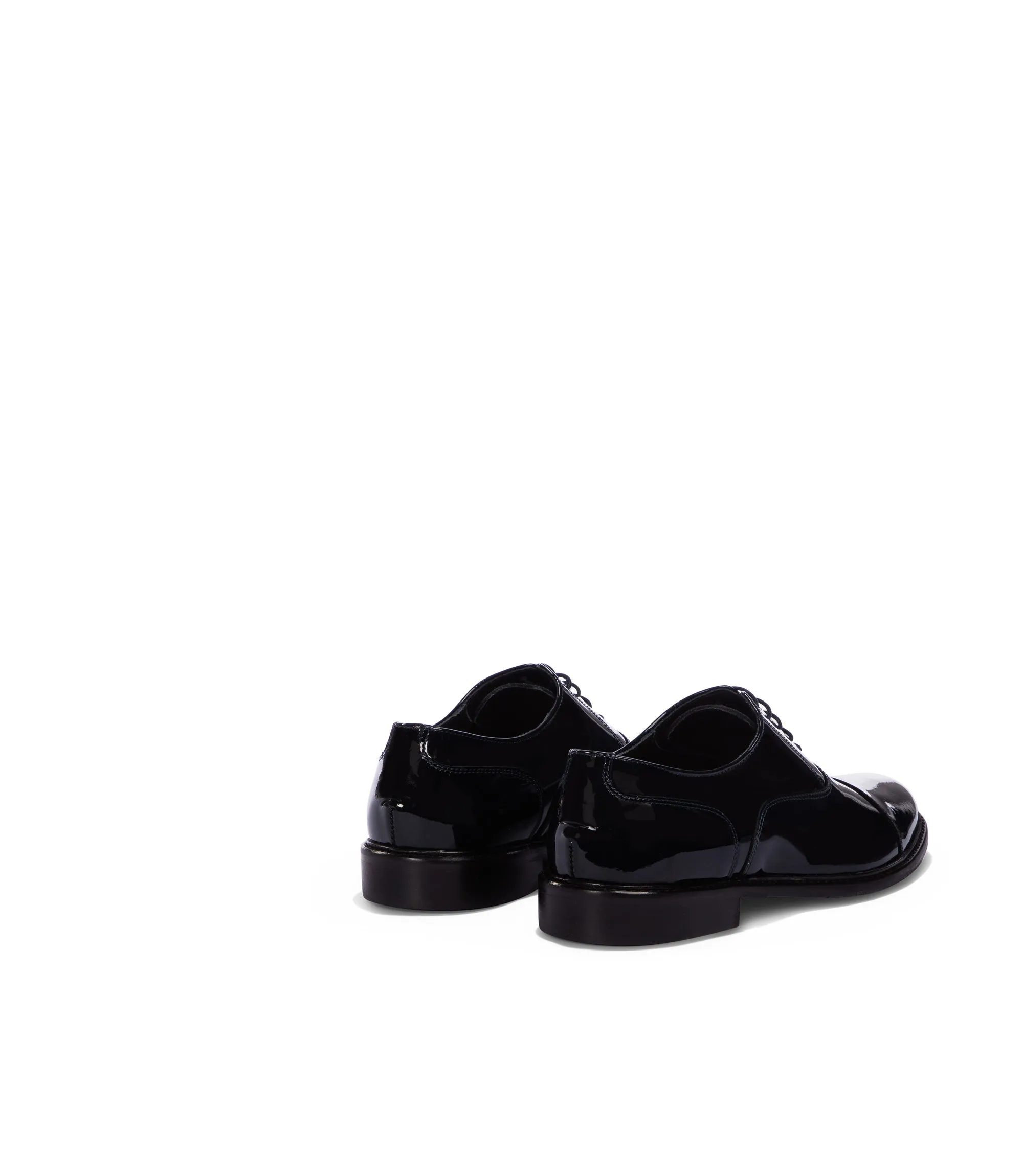 Dark blue patent leather oxford shoes