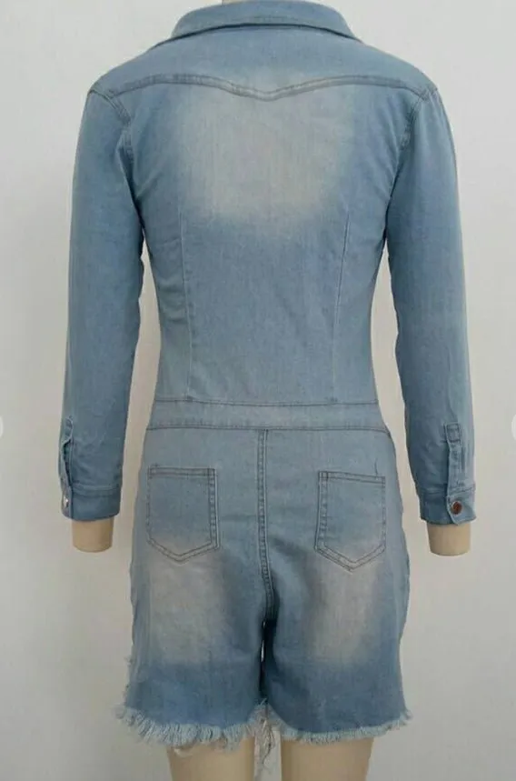 Distressed Denim Romper