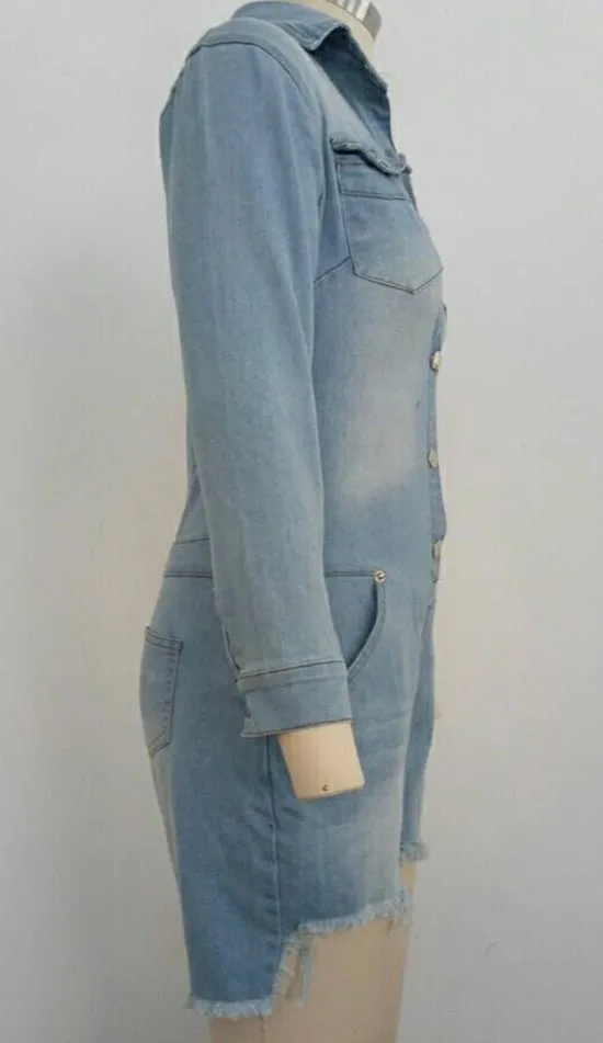 Distressed Denim Romper