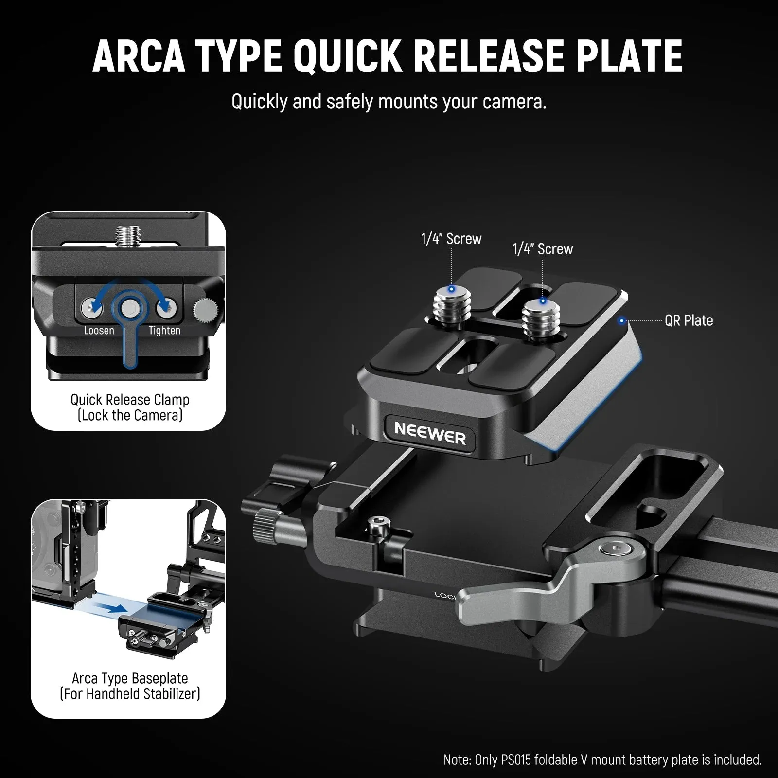 Foldable v Mount Battery Plate for Rs4 Rs3 Gimbal & Tripod Arca Camera Baseplate Lightweight Dslr Video Rig