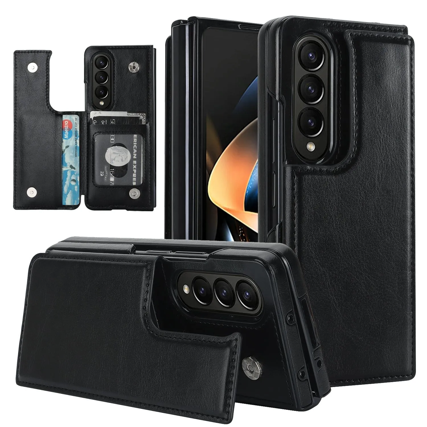 For Samsung Galaxy z Fold4 5G Foldable Phone Case with Double Buckle Card Slot