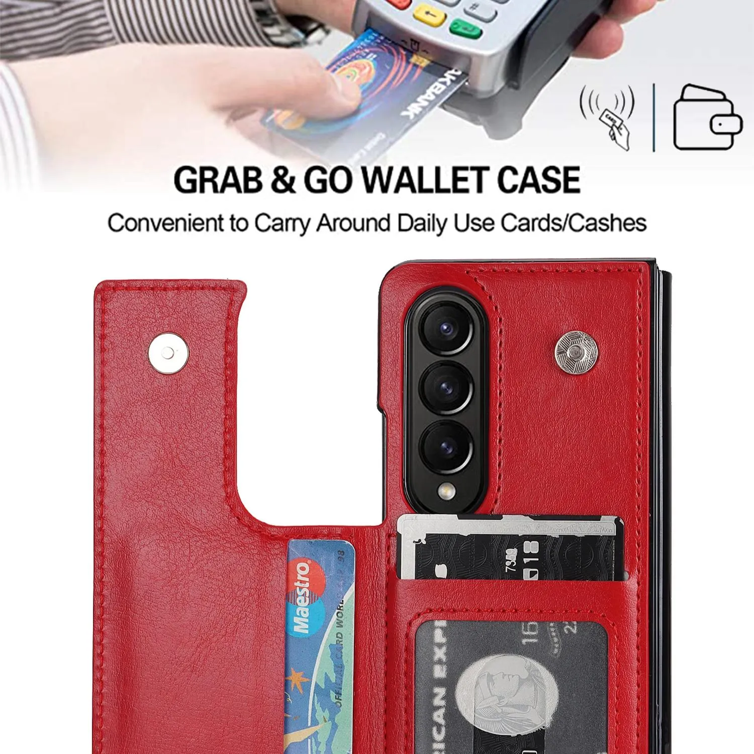 For Samsung Galaxy z Fold4 5G Foldable Phone Case with Double Buckle Card Slot