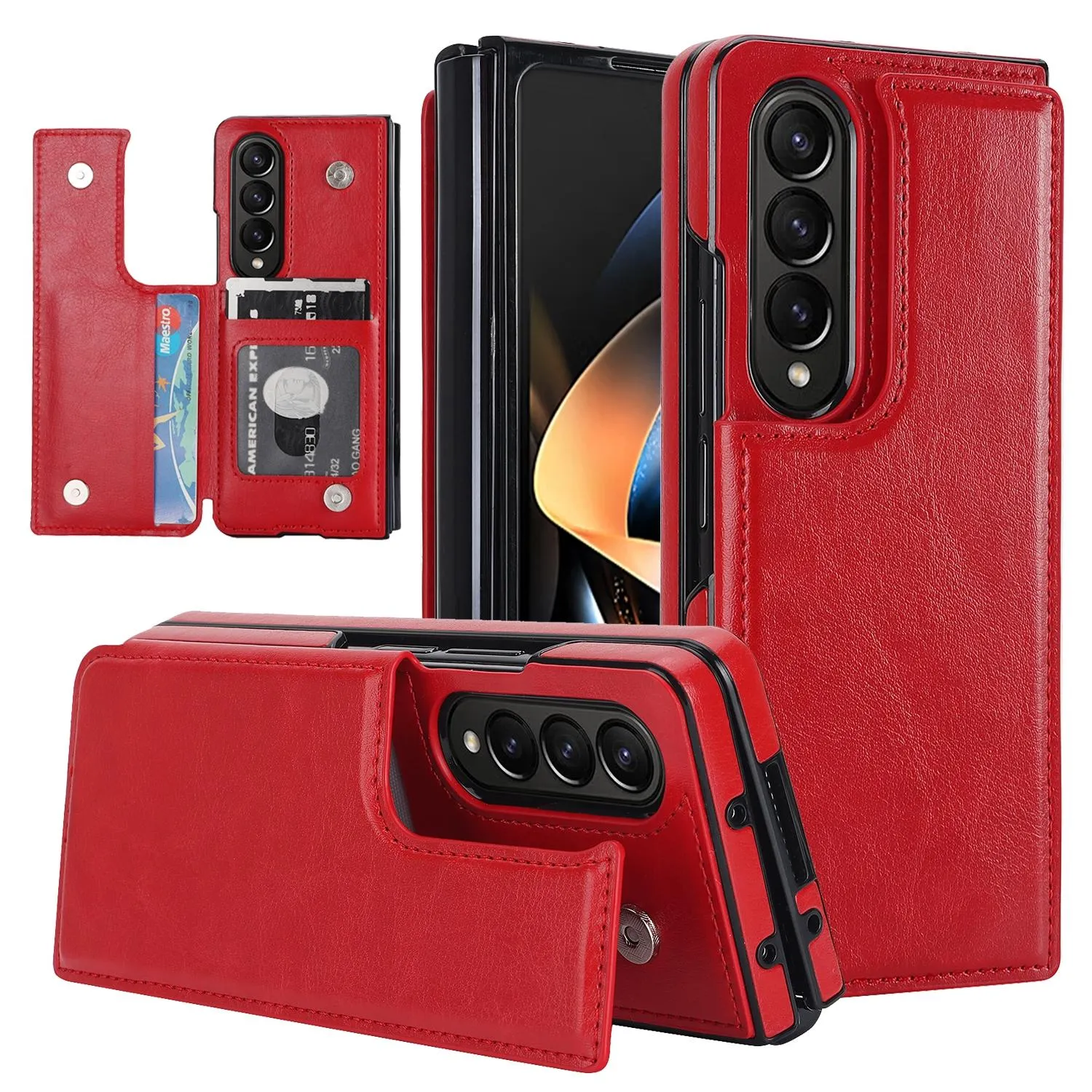For Samsung Galaxy z Fold4 5G Foldable Phone Case with Double Buckle Card Slot