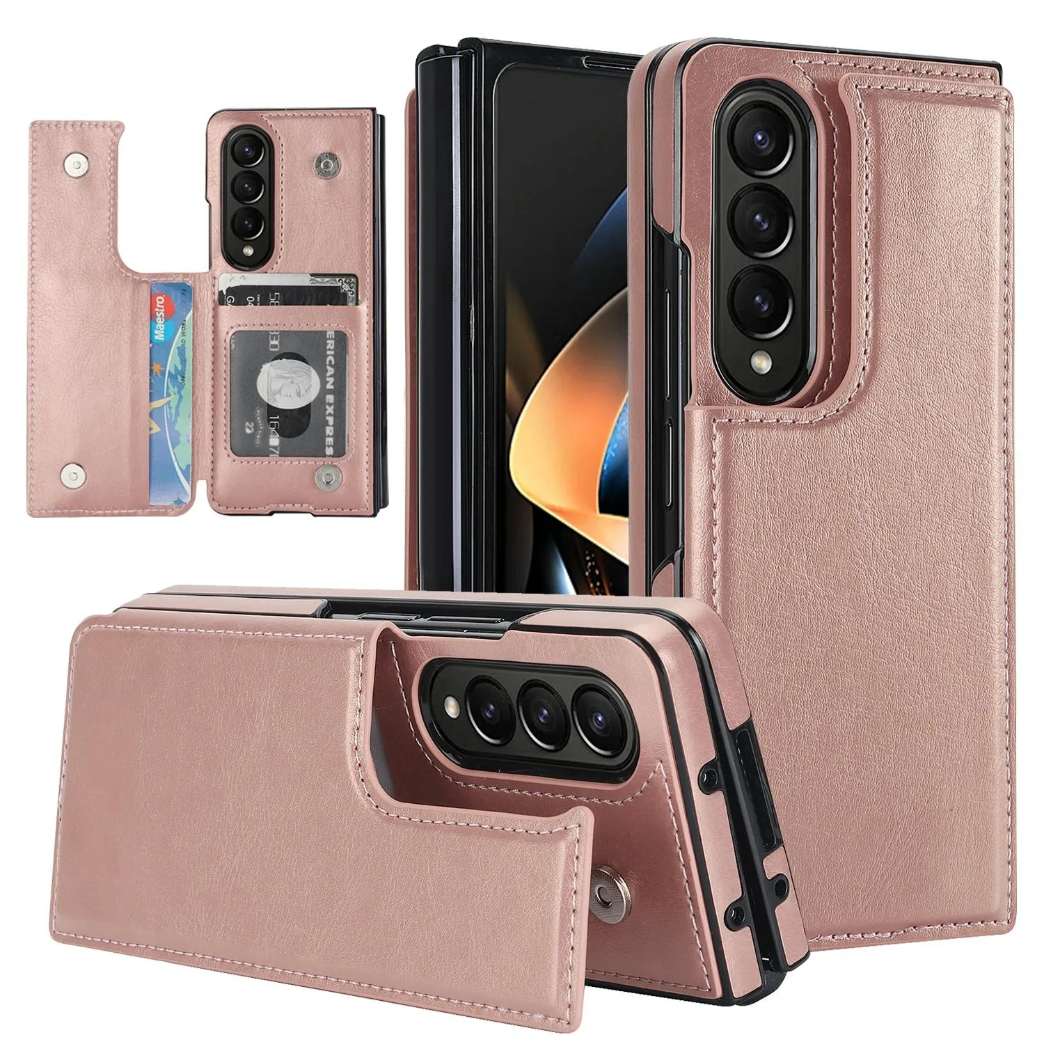 For Samsung Galaxy z Fold4 5G Foldable Phone Case with Double Buckle Card Slot