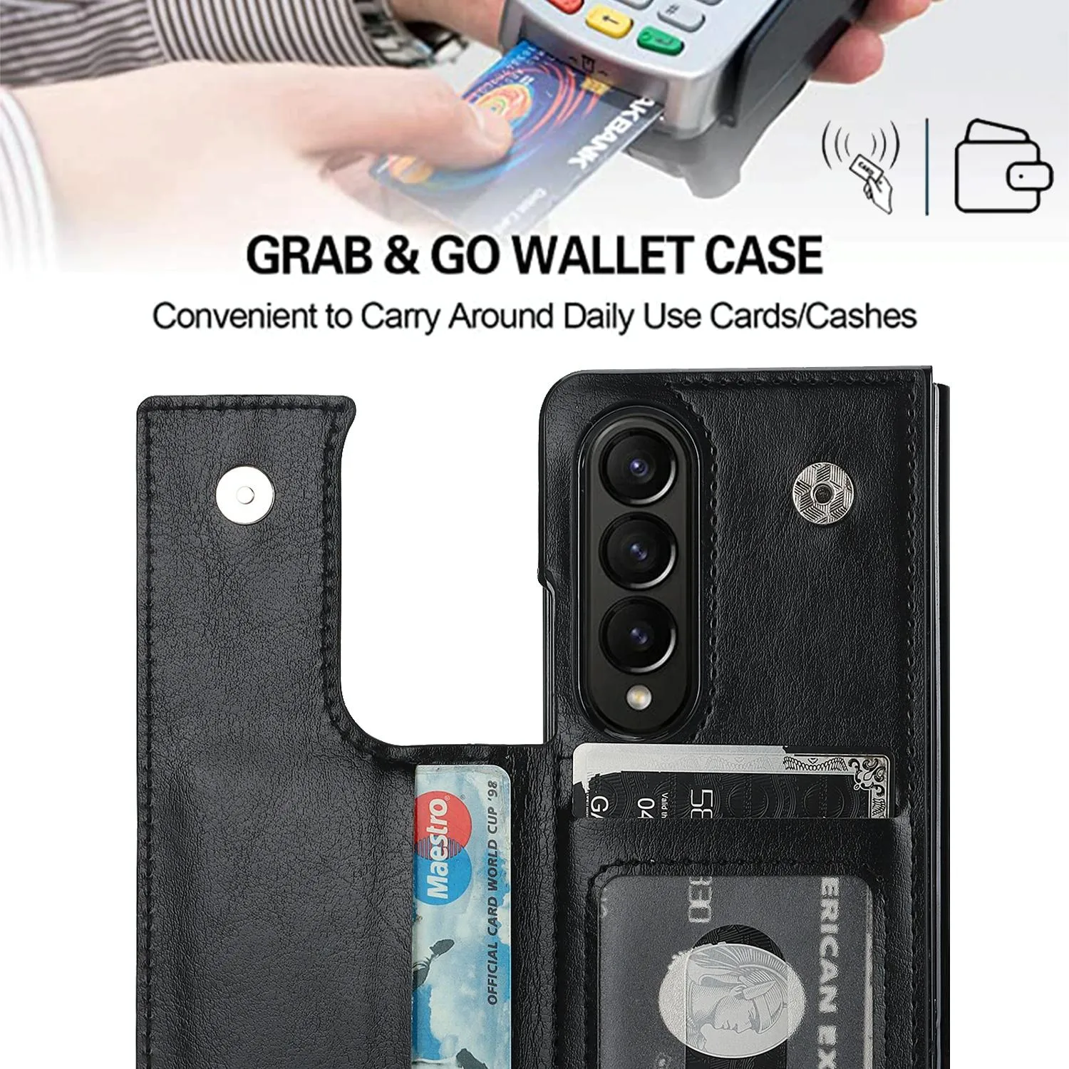 For Samsung Galaxy z Fold4 5G Foldable Phone Case with Double Buckle Card Slot