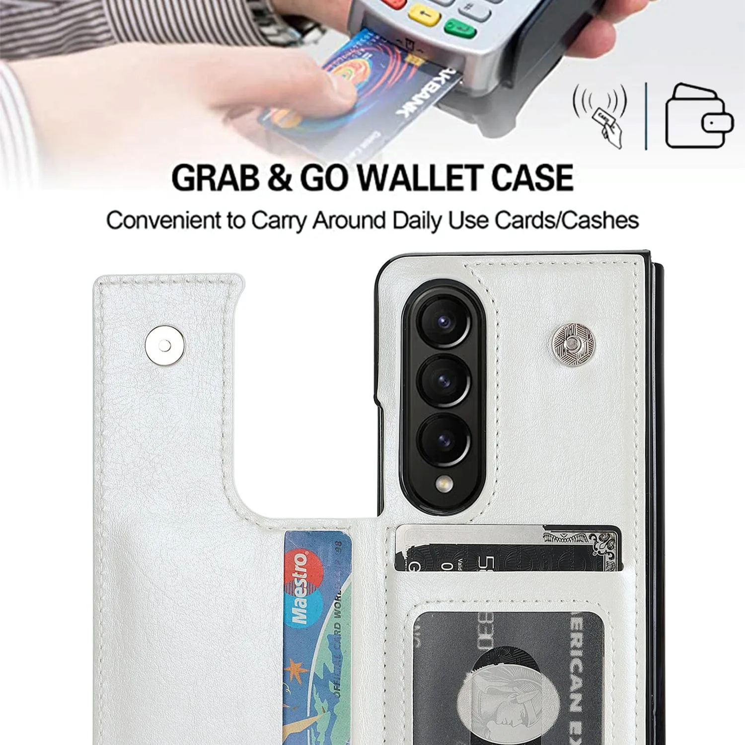 For Samsung Galaxy z Fold4 5G Foldable Phone Case with Double Buckle Card Slot
