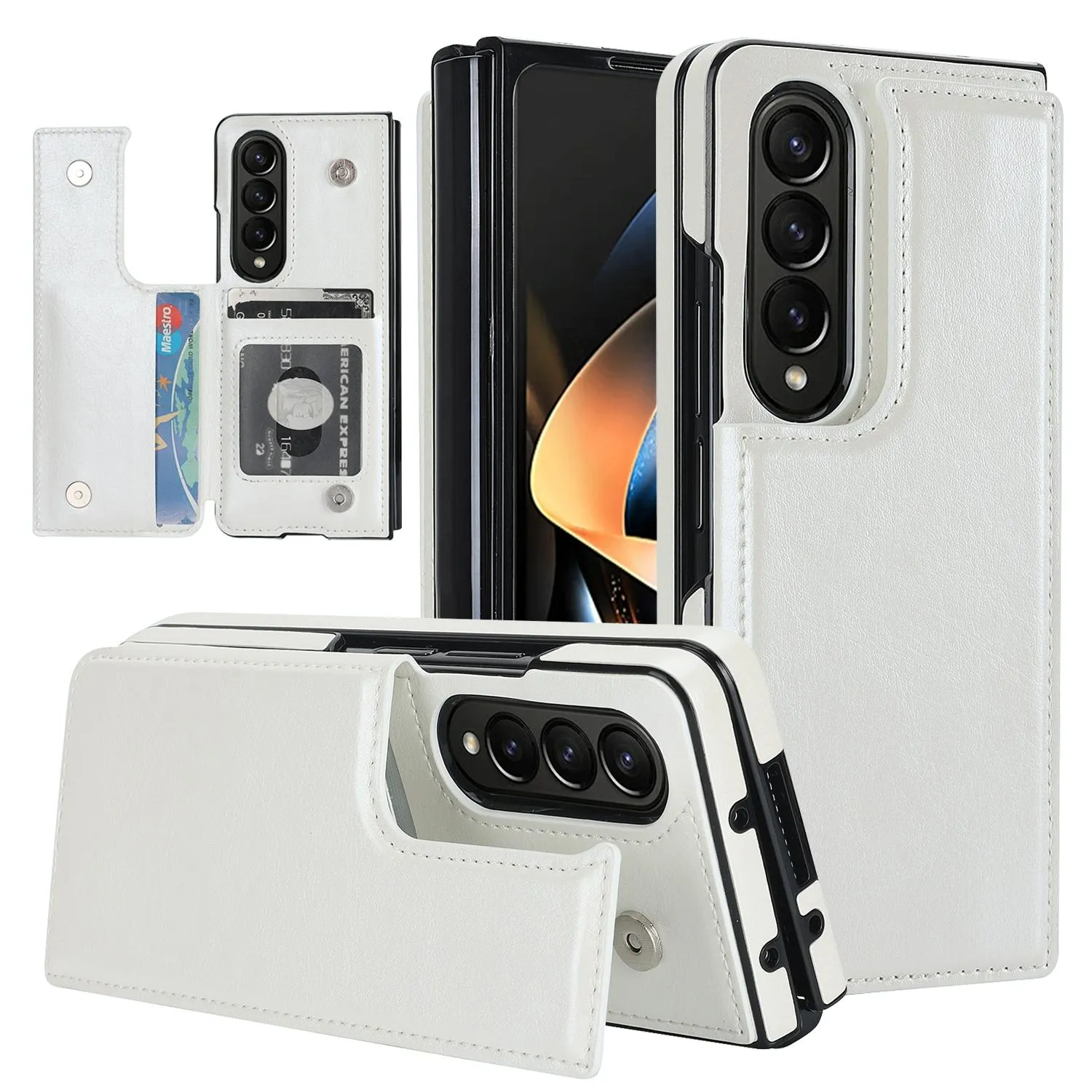 For Samsung Galaxy z Fold4 5G Foldable Phone Case with Double Buckle Card Slot