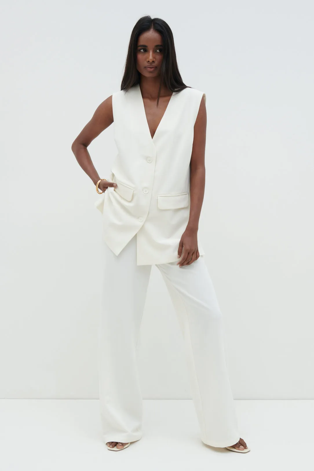 Harlee Sleeveless Waistcoat - Cream