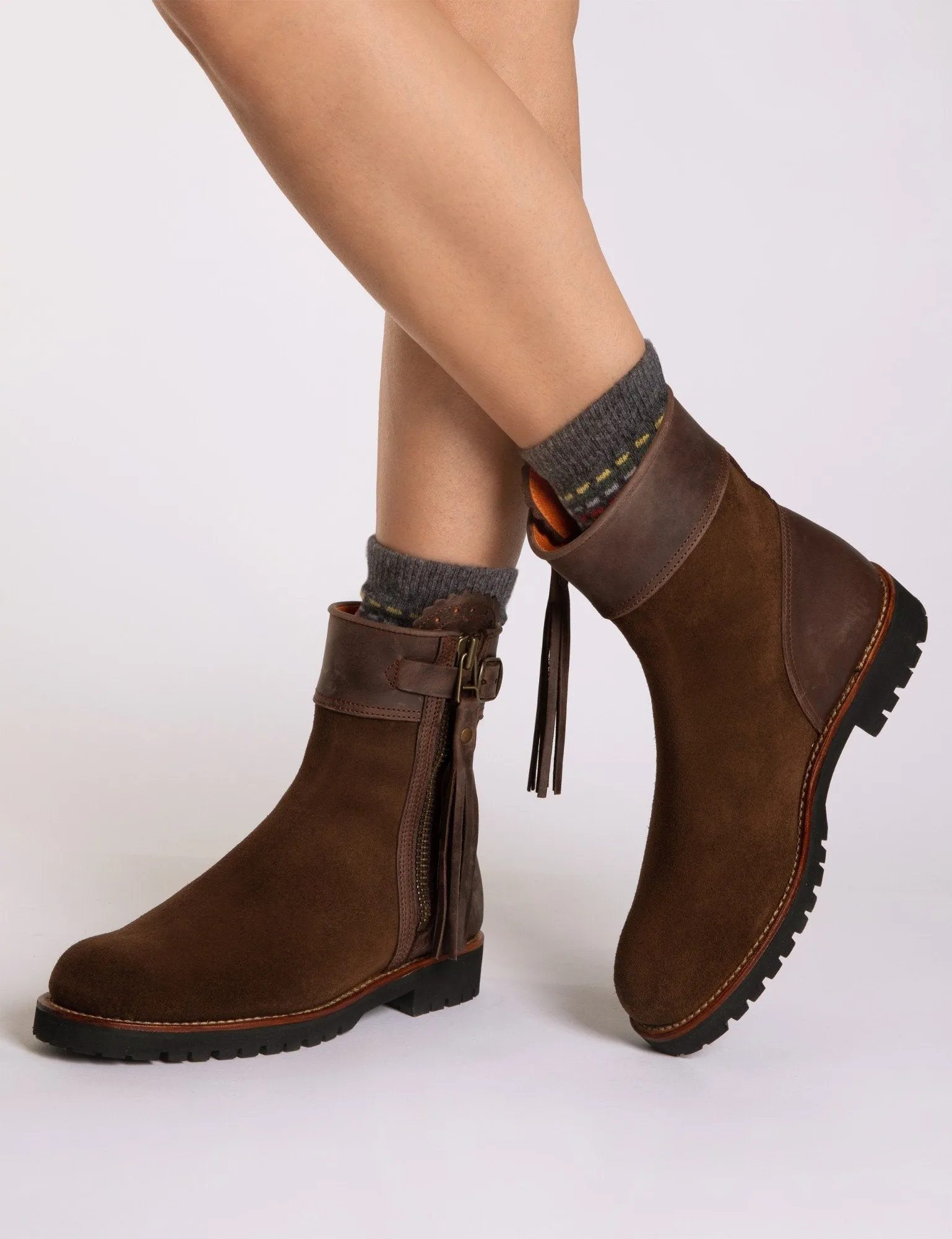 Inclement Cropped Tassel Boot - Dark Oak