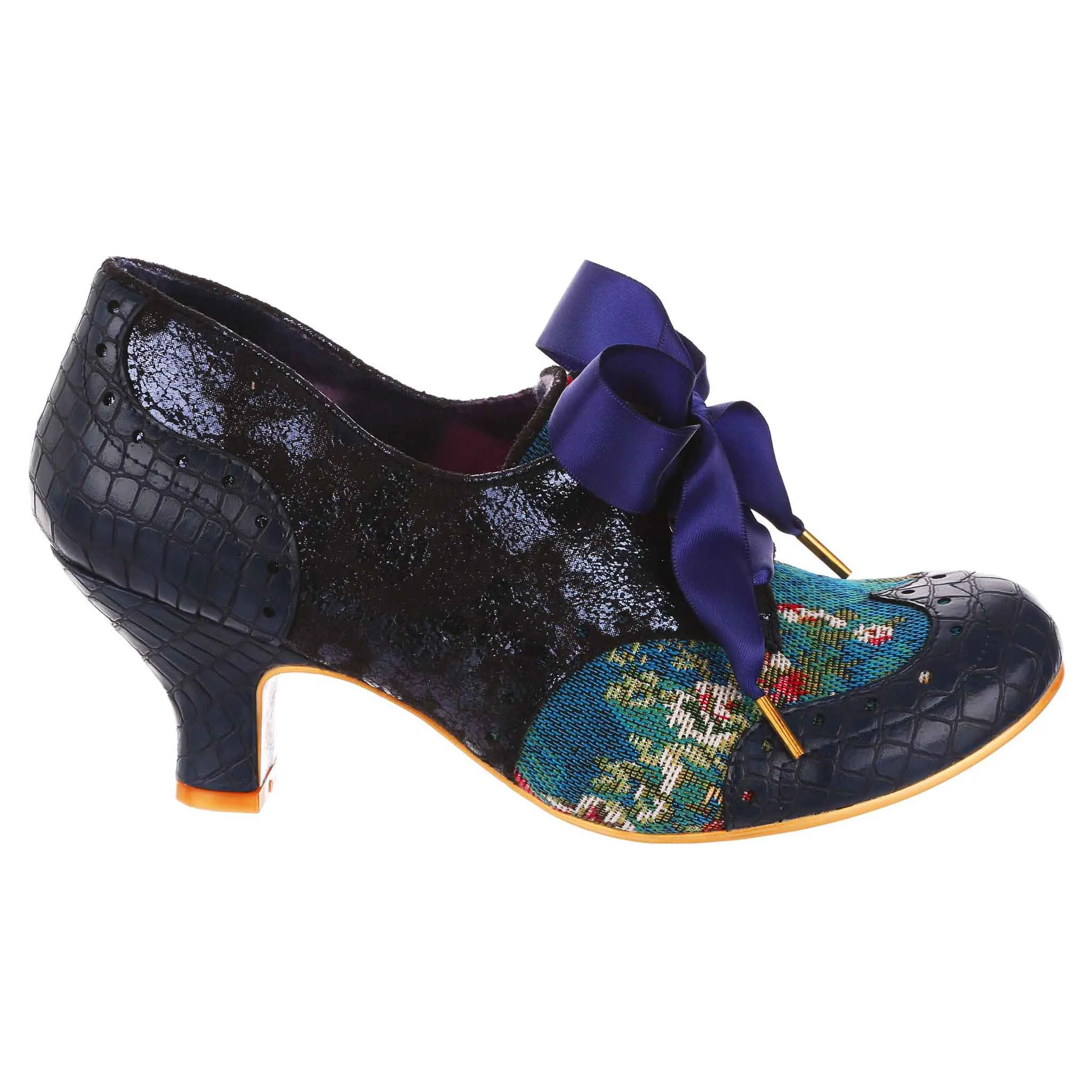 Irregular Choice Women's 4136-82 Cobbles Lace-Up Heel Shoes Blue Floral