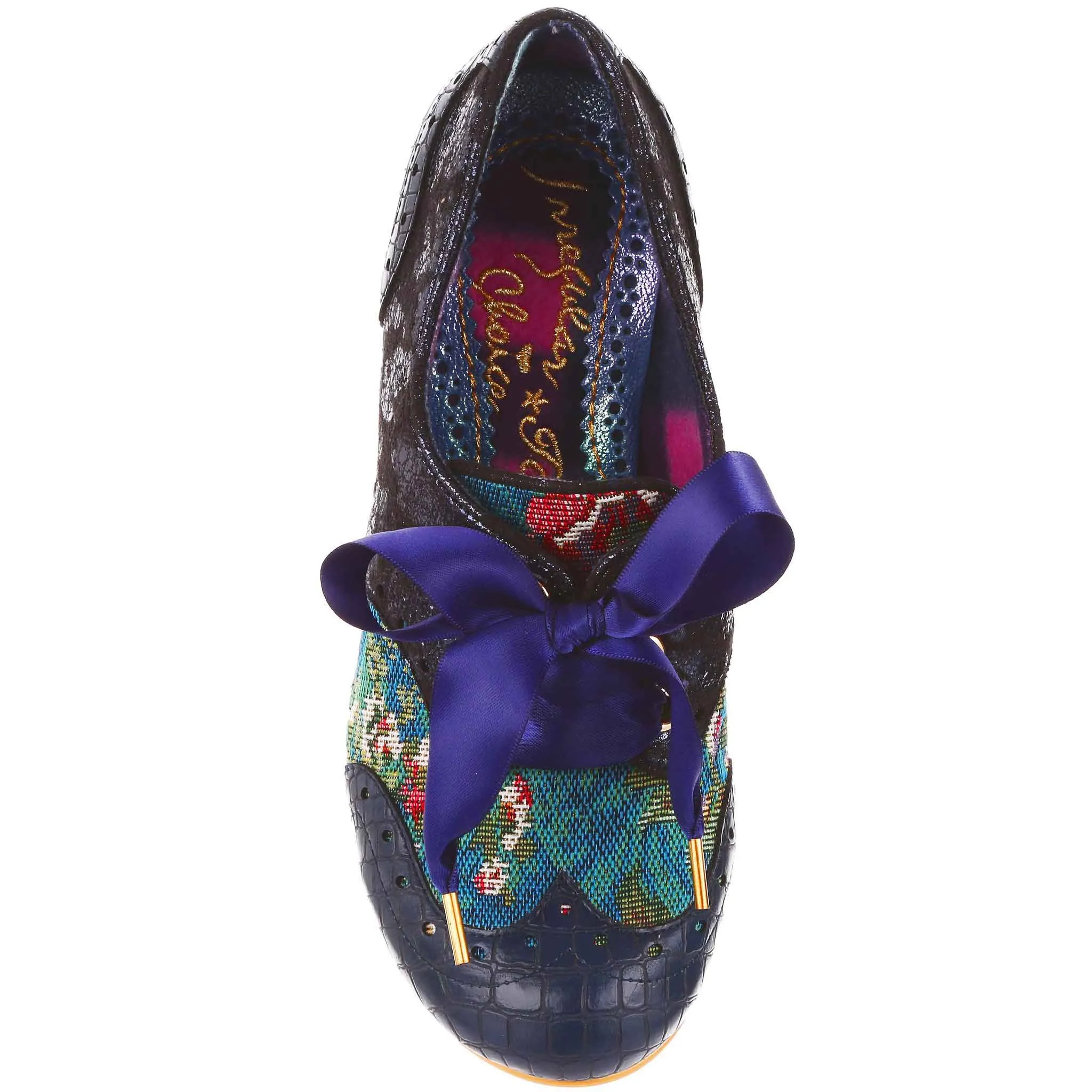 Irregular Choice Women's 4136-82 Cobbles Lace-Up Heel Shoes Blue Floral