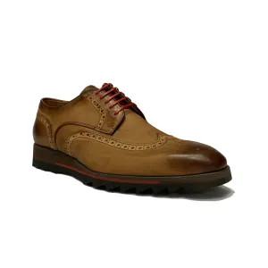 Jose Real Wingtip Sneaker Shoes in Nabuk Cuolo (Tan)