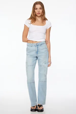 LIGHT WASH ULTRA HI-RISE CARGO JEANS | 31 | 12