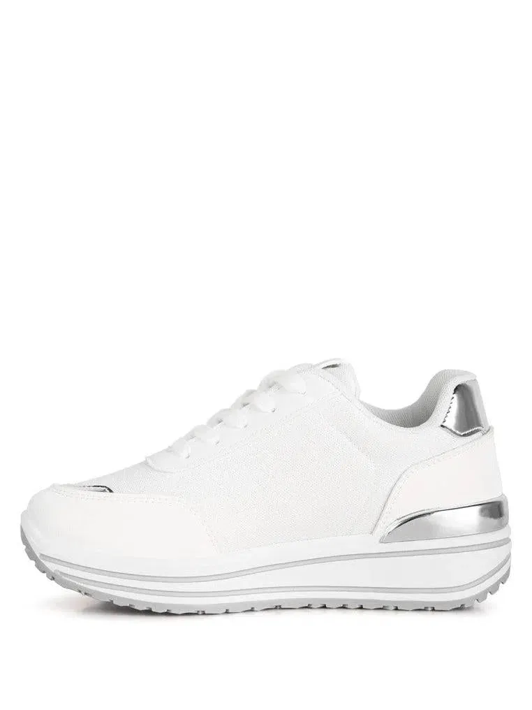 London Rag Up Your Sneaker Game Mailys Metallic Panel Platform Sneakers