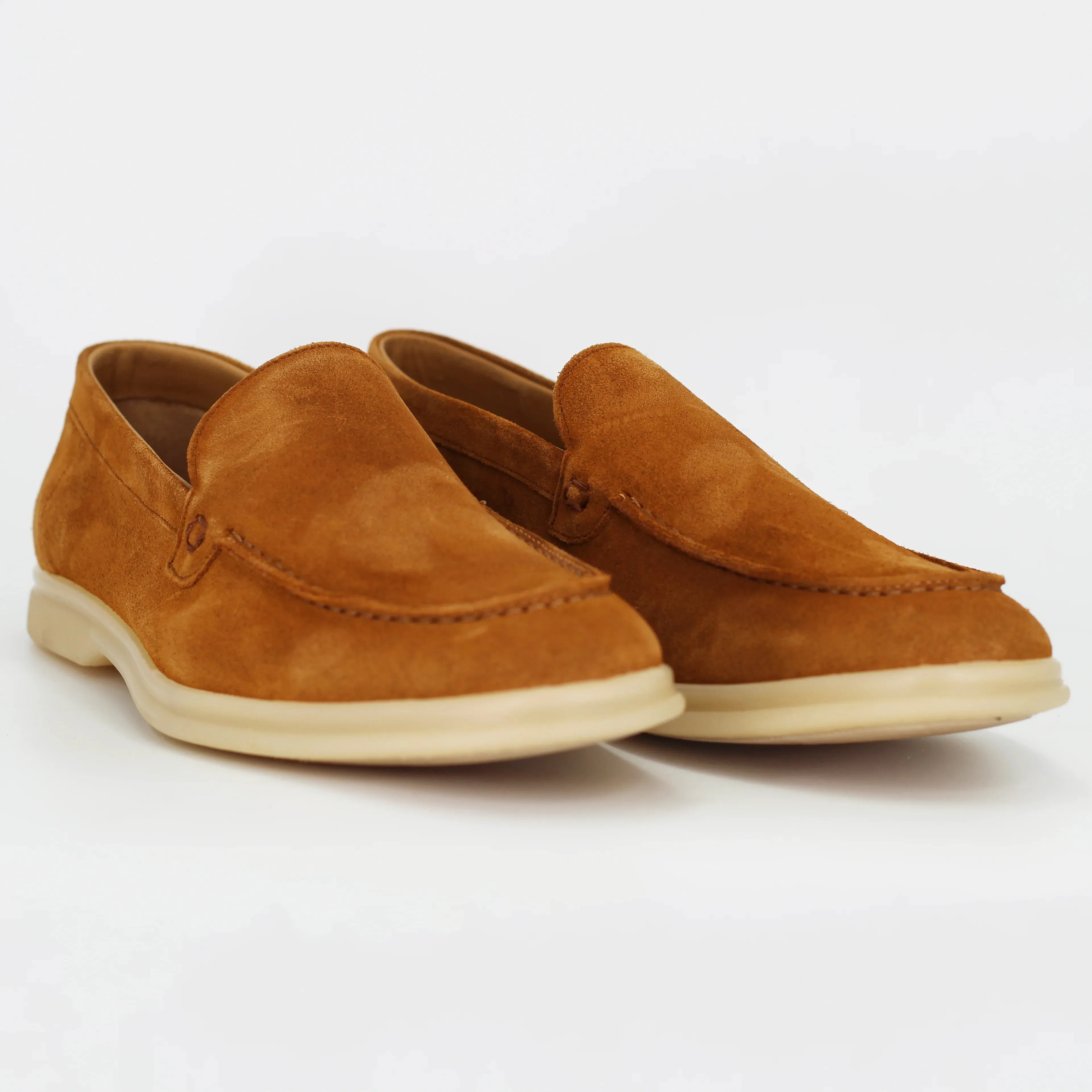 Men's moccasin in calf leather suede cuoio (GRUElite-10)