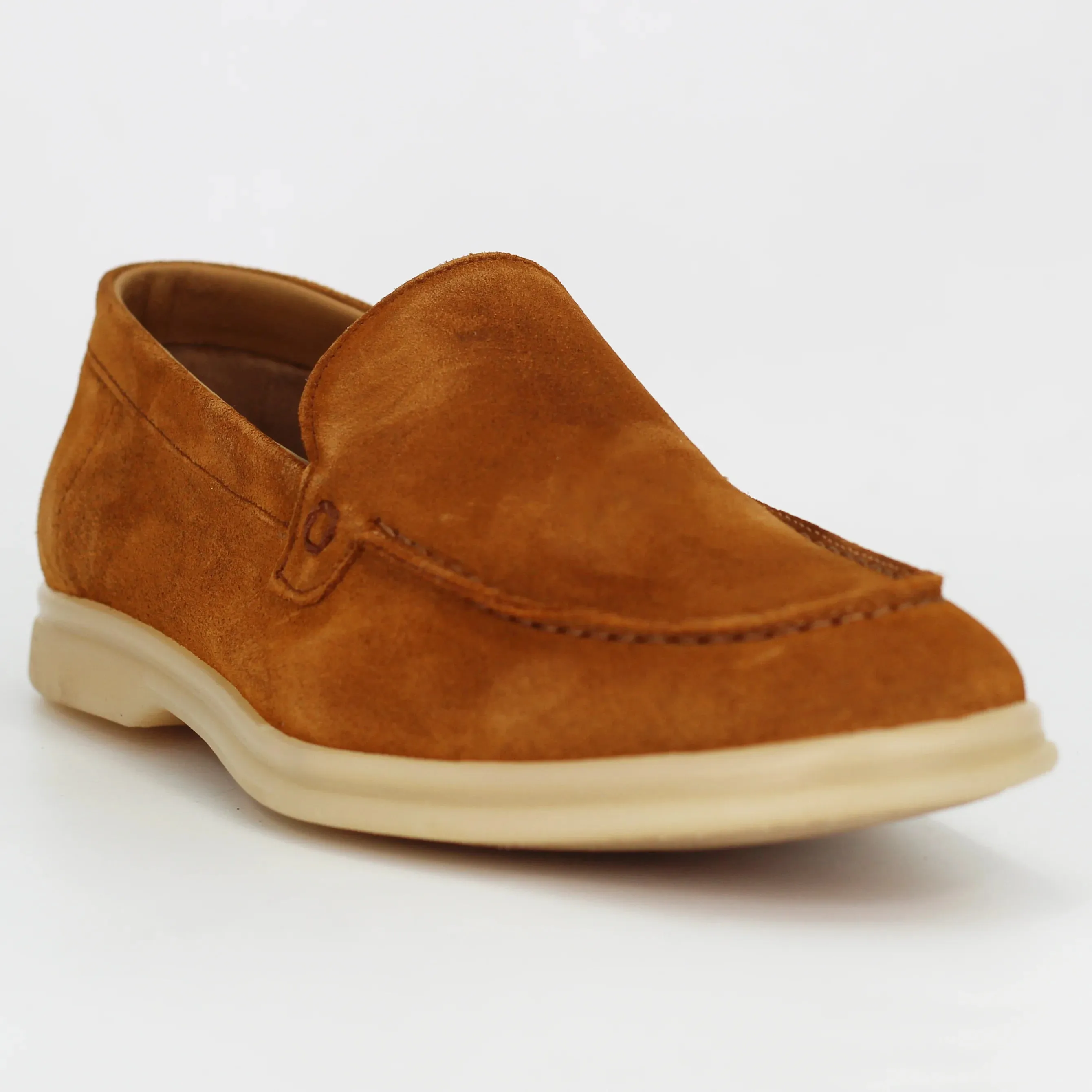 Men's moccasin in calf leather suede cuoio (GRUElite-10)