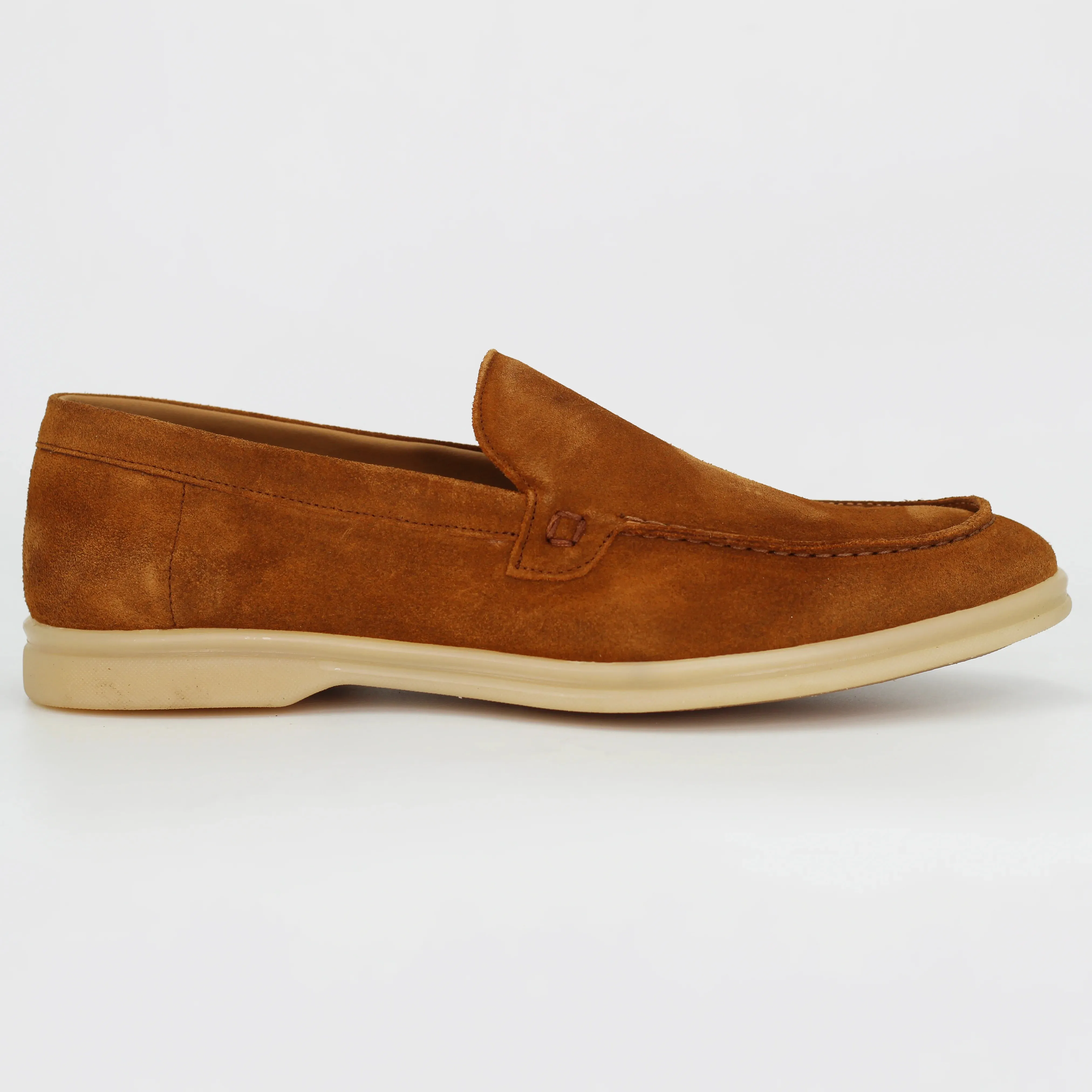 Men's moccasin in calf leather suede cuoio (GRUElite-10)