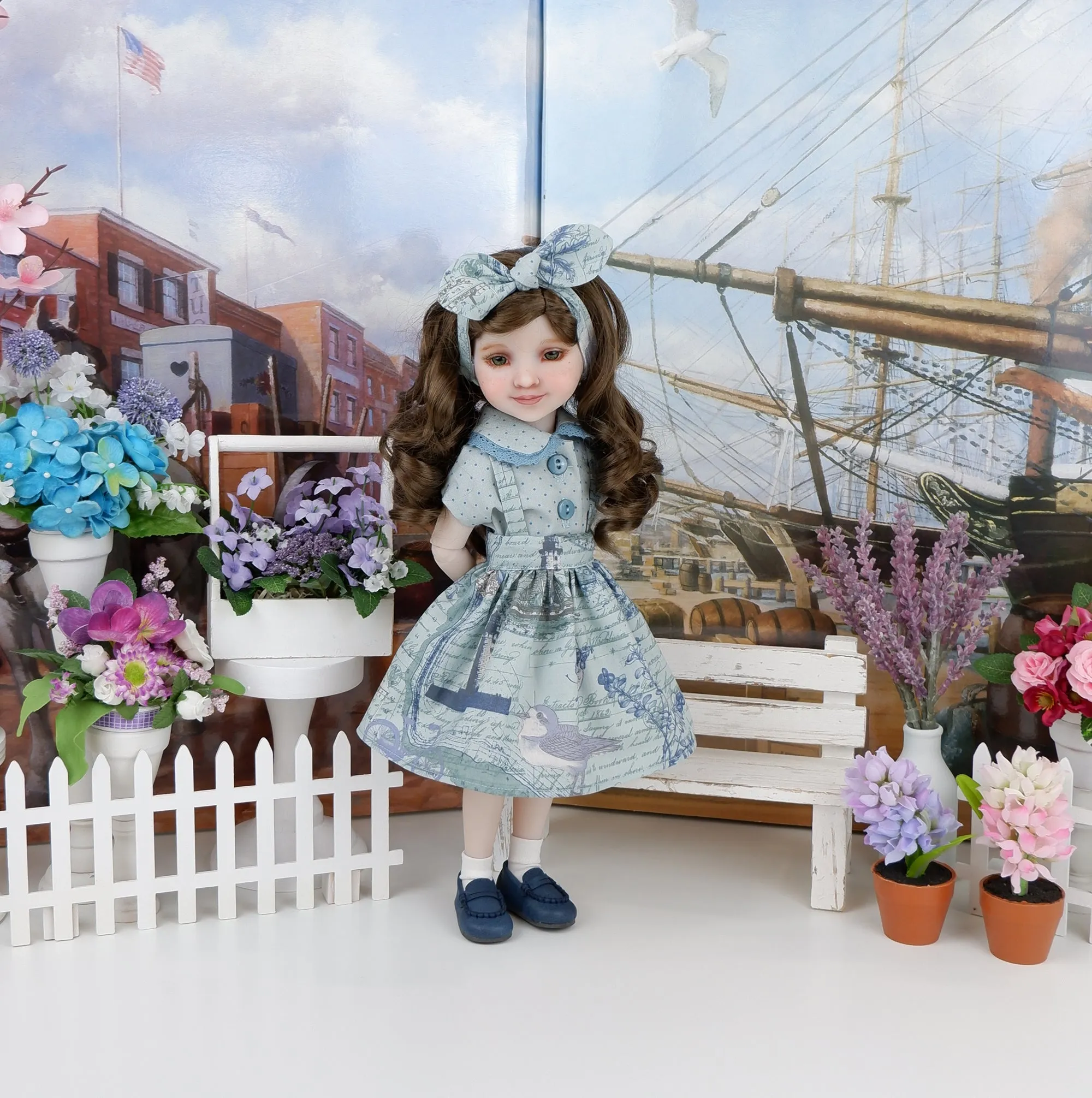 Nautical Compass - blouse & jumper with loafers for Ruby Red Fashion Friends doll
