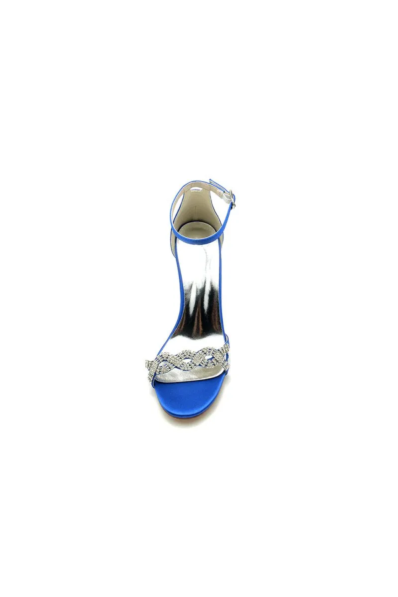 Open Toe With Rhinestone Chunky Heels