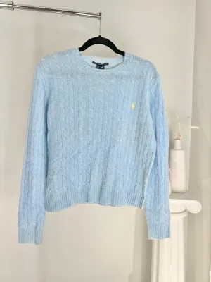 VINTAGE BABY BLUE RALPH LAUREN CABLE KNIT SWEATER