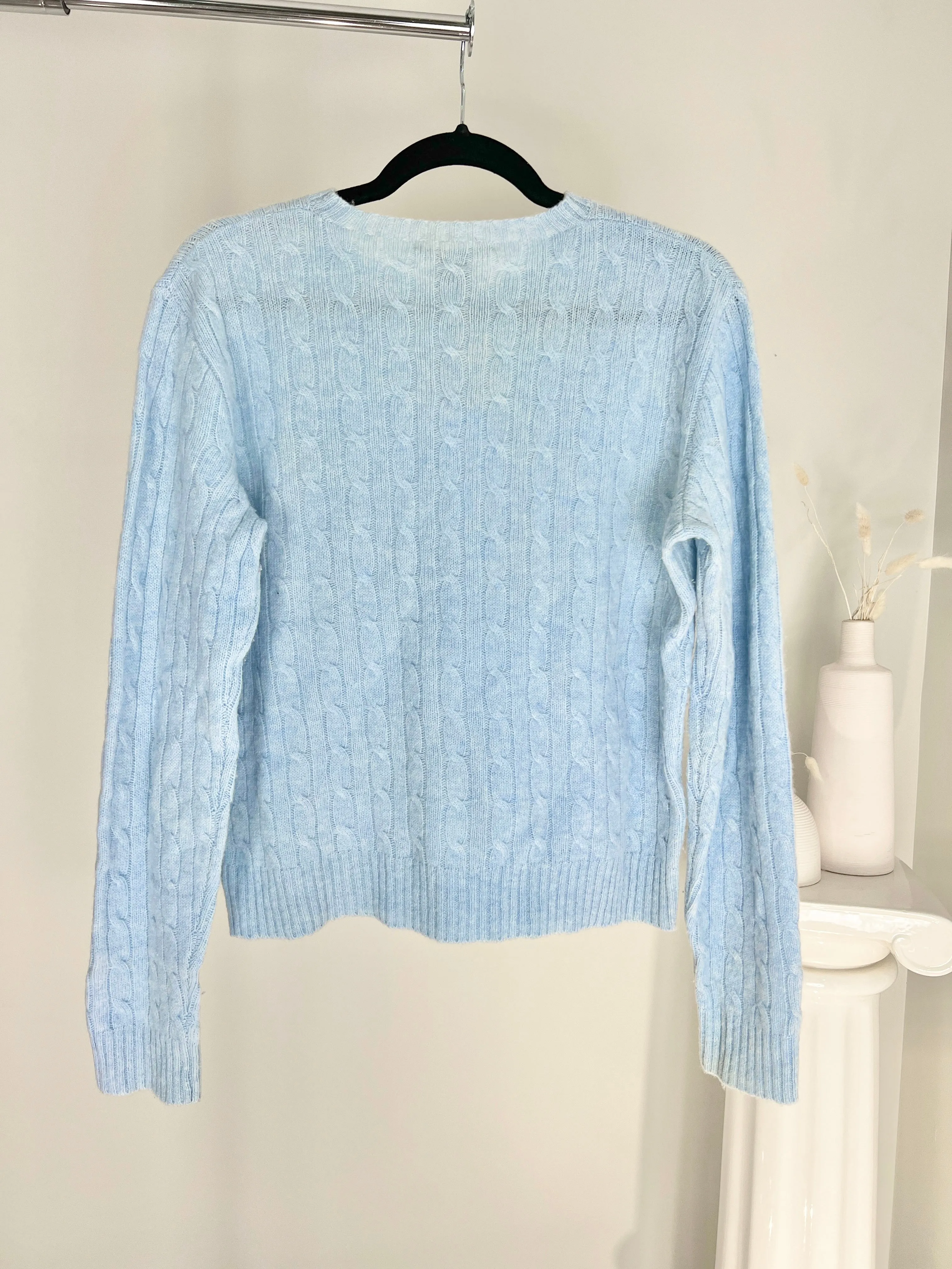 VINTAGE BABY BLUE RALPH LAUREN CABLE KNIT SWEATER